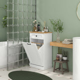 Laundry Cabinet with Removable Basket and Drawer, Tilt-Out Laundry Hamper for Bathroom