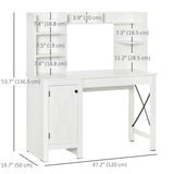 Computer Desk with Storage, 47 Inch Farmhouse Home Office Desk with Open Shelves and 2-Tier Cabinet
