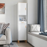 Bathroom Storage Cabinet with Cupboards and Drawer, Floor Free Standing Linen Tower, Tall Slim Side Organizer Shelves