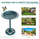 27'' Bird Bath Outdoor Resin Decor with Fleur De Lis Pattern