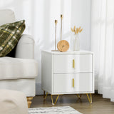 Bedside Table, Modern Nightstand with 2 Drawers, Side End Table with Metal Legs for Living Room