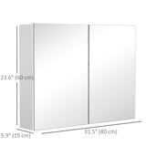 Bathroom Mirror Cabinet, Wall-Mounted Storage Organizer with Double Doors, Adjustable Shelf