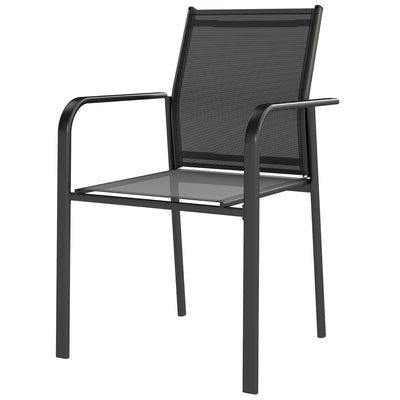 Stackable Patio Chairs Set of 4, Outdoor Dining Chairs with 20