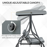 Convertible Patio Swing Bed with Canopy and Cushions, 3 Seater Porch Swing for Outdoor