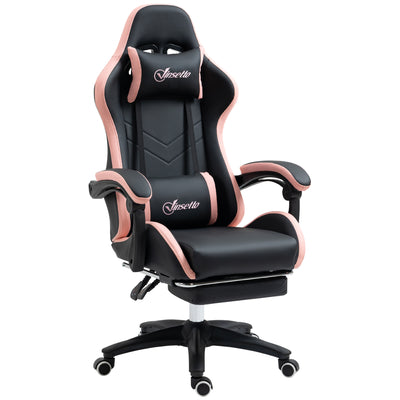 Computer Gaming Chair, PU Leather Office Desk Chair with Footrest, Swivel Wheels, 135° Reclining Back