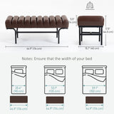 Bedroom Bench PU Leather End of Bed Bench with Cylindrical Seat and Metal Legs for Bedroom Living Room Hallway