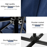 8' x 8' Square Patio Hanging Offset Umbrella with 360° Rotation
