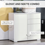 High Gloss Buffet Sideboard with 2 Drawers, 2 Doors and Adjustable Shelf, Kitchen Storage Cabinet with Push Open Design