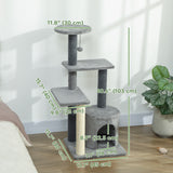 Cat Tree Cat Tower Multi-Level with Sisal Scratching Post for Kittens and Adults Grey Large 41