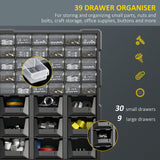 Plastic 39 Drawer Parts Organiser Wall Mount Storage Cabinet for Small Nuts Bolts Tool Set of 2