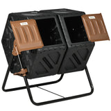 Composteur rotatif bac à compost double chambre 24 aérations jambes acier 34,5 gallons