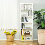 4-Tier Open Bookshelf with Doors Modern Home Office Bookcase Storage Cabinet for Living Room Bathroom Study