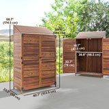 Outdoor Storage Cabinet, Wooden Garden Storage Shed with Double Doors and Shelves for Garden Porch Deck