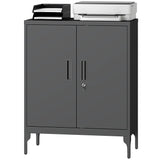 Office Storage Cabinet with Lock, Filing Cabinet with Adjustable Shelves and Doors for Home Office