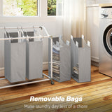 Laundry Hamper with Wheels, 160L Laundry Basket with 4 Removable Bags for Bedroom