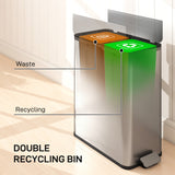 Poubelle double à couvercle à fermeture douce, poubelle avec seau intérieur amovible pour cuisine 2 x 7,4 gal (2 x 28 L)