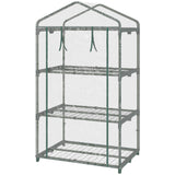 3 Tier Mini Greenhouse, Portable Outdoor Flower Stand with Shelf Clips, Indoor Greenhouse with Plastic Cover and Steel Frame, 27
