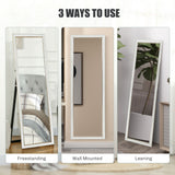 Floor Standing Mirror, Leaning or Wall Mirror with Frame for Bedroom
