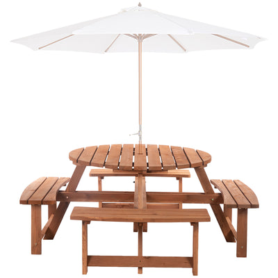 8 Seater Round Wooden Pub Bench & Picnic Table
