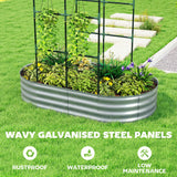 Galvanised Raised Garden Bed with Arched Trellis, 5 x 3 x 6ft Metal Outdoor Planter Box with Open Bottom