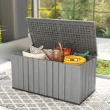Outdoor Storage Box Large Capacity Deck Box with Lockable Lid Gas Struts for Patio Garden 125.5 gal Grey