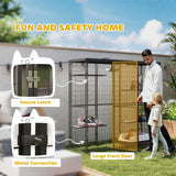 Catio extérieur/intérieur en treillis avec couverture imperméable, 4 plateformes de saut, 69