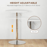 High Top Bar Table, Adjustable Round Kitchen Table with Swivel Top and Steel Base, Bistro Table for 2 People