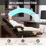 PU Leather Office Chair, Reclining Desk Chair with Footrest, Adjustable Headrest, Lumbar Support, Swivel Wheels