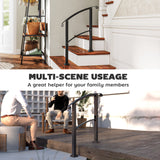 1-3 Step Handrails for Outdoor Steps, Metal Outdoor Stair Railing with Installation Kit