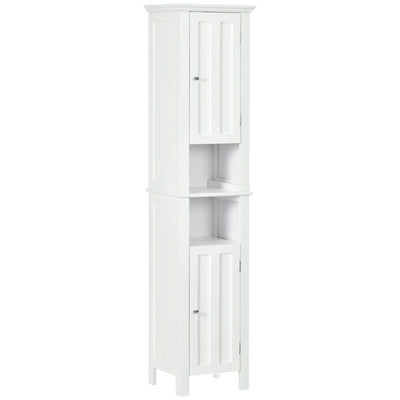 Bathroom Cabinet, Freestanding Linen Cabinet with Open Shelves