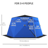 4 Person Insulated Ice Fishing Shelter, Pop-Up Portable Ice Fishing Tent with Carry Bag and Two Doors for -22℉