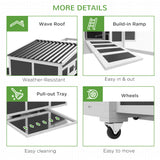 Wooden Chicken Coop, Rabbit Hutch with Large Run, Outdoor Poultry Cage with Nesting Box, Tray