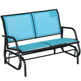 Banc berçant d'extérieur, Chaise berçante de patio 2 personnes, Banc balançoire de canapé de jardin d'extérieur avec tissu maille respirant, cadre en acier pour cour