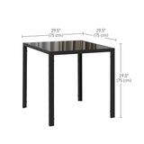 Square Kitchen Table for 2-4 People, Dining Table with Glass Top and Steel Legs for Dining Room