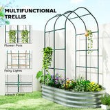 Galvanised Raised Garden Bed with Arched Trellis, 5 x 3 x 6ft Metal Outdoor Planter Box with Open Bottom
