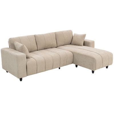 Sectional Couch with Integrated Seat, 3 Seater L-Shaped Sofa with Changeable Chaise, 2 Pillows