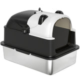 Panda Style XL Stainless Steel Cat Litter Box with Lid, 23.7