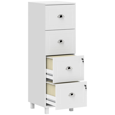 4 Drawer File Cabinet with Lock, Office Filing Cabinet, A4 Letter Size, Hanging File Folders