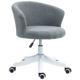 Armless Office Chair, Fluffy Computer Desk Chair with Adjustable Height, Swivel Wheels, Mid Back