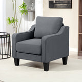 Armchair, Modern Accent Chair with Pocket Spring, Linen Upholstered, Thick Padded