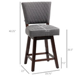 2 Pieces Swivel Bar Stools, Counter Height Stools Set of 2 with Wood Legs and Footrests for Dining Room