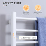 8-Bar Heated Towel Warmer Rack with Built-in Timer and LED Indicators, Wall Mounted & Free Standing Carbon Steel Electric Towel Bar with Adjustable Temperature