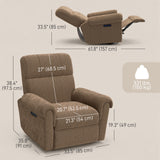 Power Recliner Chair, Fabric Upholstered Recliner Chair with USB Ports, Swivel and Rocking Function, Footrest