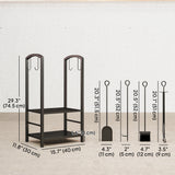 2-Tier Firewood Log Rack with 4 Tools, Fireplace Wood Storage Holder with Shovel