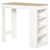 Bar Table, High Top Pub Table with 4 Storage Shelves