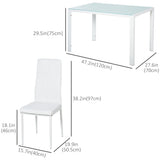 5-Piece Rectangular Glass Kitchen Table and Chairs with Metal Frame and Faux Leather Upholstery for Dining Room