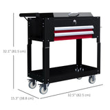 Tool Cart on Wheels Service Cart with 2 Drawers Tray Lockable Flip Top Storage for Garage Warehouse Workshop