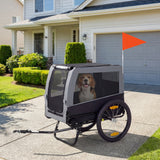Dog Bike Trailer, Pet Cart Bicycle Carrier with Support Feet, Large Wheels, 2 Doors
