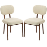 Upholstered Linen Fabric Kitchen Chairs, Modern Dining Chairs Set of 2 with Metal Legs