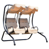Luxury Porch Swing Metal Outdoor Swing Chair 2 Separated Seater Hammock Heavy-Duty with Canopy and Cushions